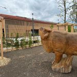 Außenbereich mit Stierskulptur